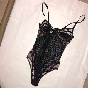 Burgundy and Black Lingerie 👙 One Piece